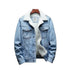 Men's Slim Fit Denim Jacket with Warm Padding - Stylish Padded Jeans Coat for Winter Casual Wear, Featuring Detachable Lower Edge and Turn-down Collar