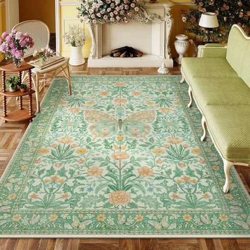 Floral Butterfly Area Rug for Bedroom and Living Room Soft Non-Slip Floor Mat