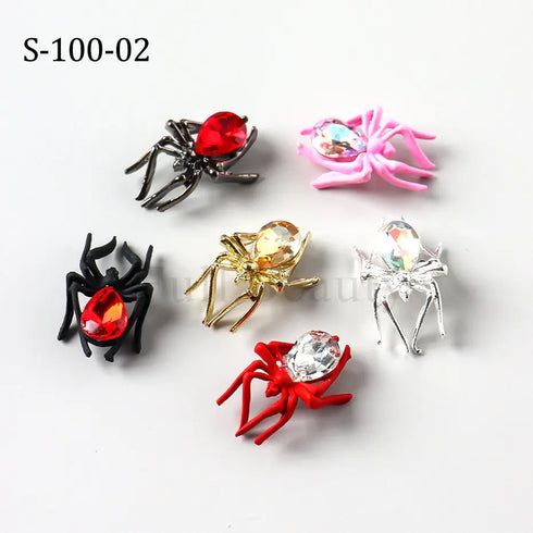 Halloween Spider Nail Art Charms - 3D Alloy Rhinestones for Stylish DIY Manicure and Nail Decor Accessories, Perfect for Gothic Punk and Retro Designs