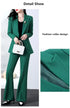 Elegant Women's Blazer Coat and Trousers Suit Set - Stylish Casual Outfit for Office and Autumn Wear with Flare Pants and Slim Fit Design