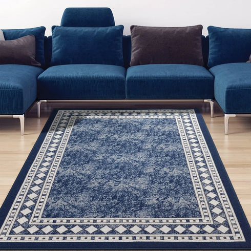 Modern Bordered Rugs for Living Room and Bedroom Decorative Area Carpet Non-slip Floor Mat