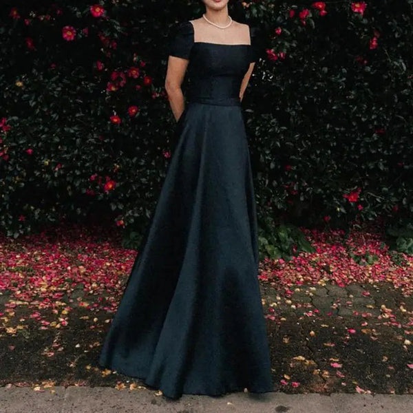 Elegant A Line Wedding Dresses Vintage Square Collar Bridal Dress with Short Sleeve Customized