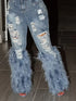 Vintage Y2K High Waist Women's Jeans with Tassel Holes and Feather Details - Casual Denim Wide Leg Pants for Spring Streetwear and Fall Outfits Inspiration