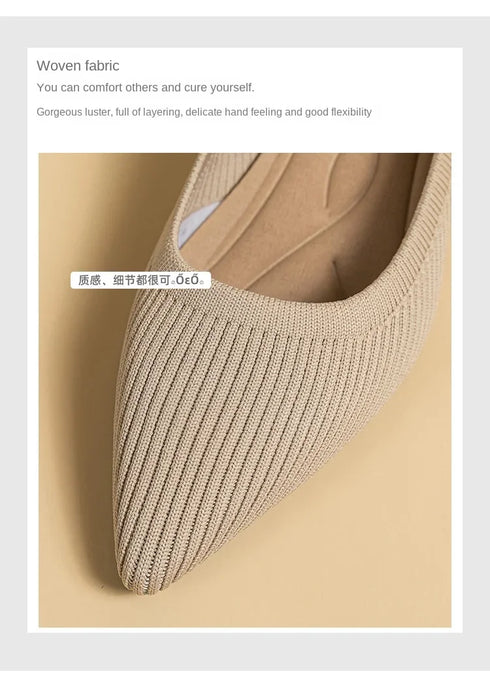 Stylish Women's Pointed Toe Slip-On Flat Pumps for Casual Spring and Autumn Wear