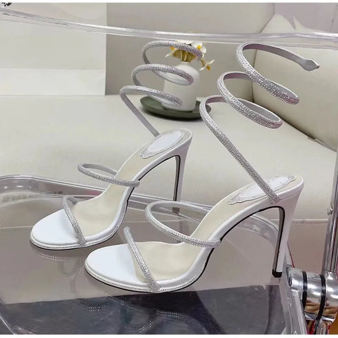 Rhinestone Snake Stiletto Gladiator Sandals For Wedding