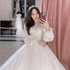 Elegant High Collar Fluffy A-Line Bridal Gown with Custom Tulle Design and Mopping Length