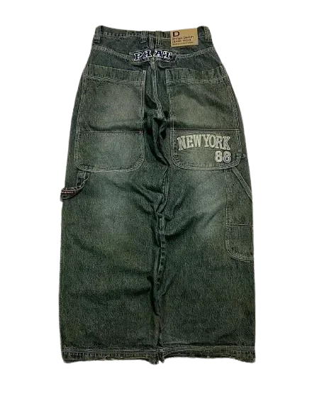 Baggy Jeans Women Wide Leg High Waist Vintage Washed Print Streetwear Casual Everyday Relaxed Fit