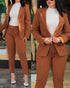 Chic Women's Long Sleeve Suit with Slim-Fit Wrap Buttock Pencil Pants – Elegant 2 Piece Office Ensemble for Autumn and Winter Fashion