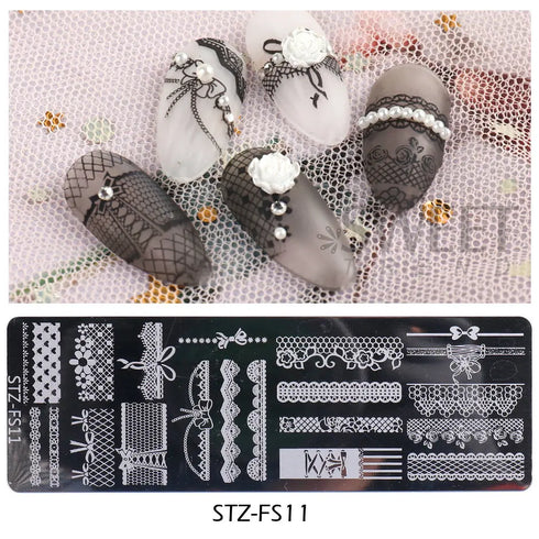 Winter Wonderland Nail Art Stamping Plate with Snowflake, Butterfly, and Rose Leaf Designs - Perfect for DIY Christmas Nail Polish Printing Template Tool