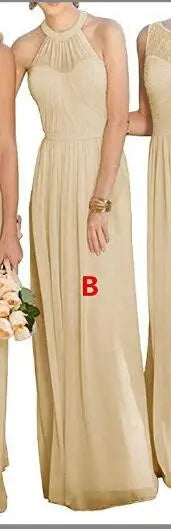 A-Line Chiffon Bridesmaid Dresses Elegant Floor-Length Sleeveless Gown For Wedding Party Occasion