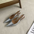 Elegant Pointed Toe Slingback Sandals Low Heel Mules