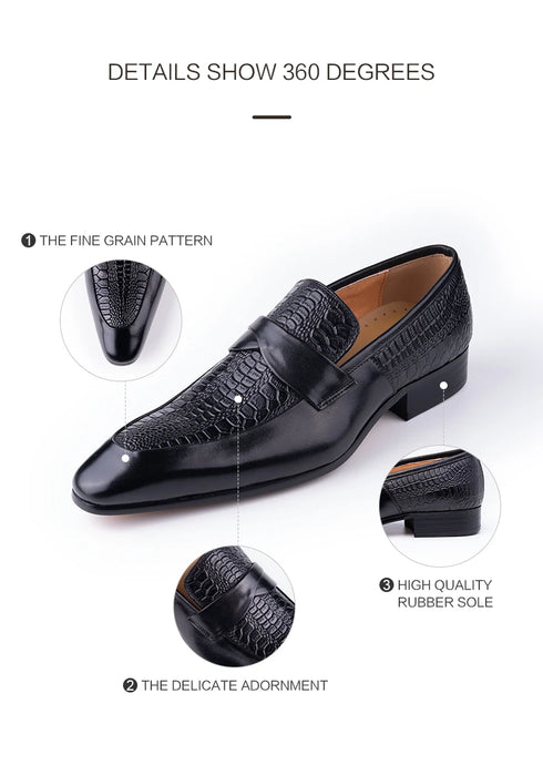 Stylish Handmade Genuine Leather Loafers for Men - Perfect for Business, Parties, and Casual Occasions - Breathable Slip-On Point Toe Design