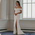 Simple Off The Shoulder Satin Mermaid Wedding Dress Side Slit