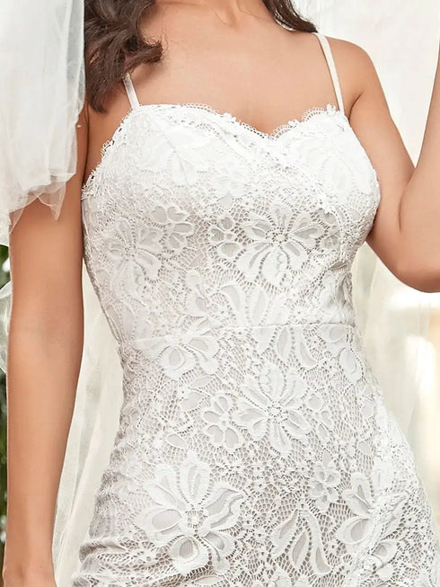 Elegant Wedding Dresses Sweetheart Neck Spaghetti Straps Lace Fishtail Silhouette Bridal Dress