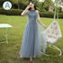 Elegant Off Shoulder Tulle A Line Dress Bridesmaid Dress With Appliques Lace Up Bridal Gown