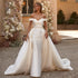 Customized Ivory Mermaid Wedding Dresses with Detachable Train and Off Shoulder 3D Flowers