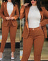 Chic Women's Long Sleeve Suit with Slim-Fit Wrap Buttock Pencil Pants – Elegant 2 Piece Office Ensemble for Autumn and Winter Fashion