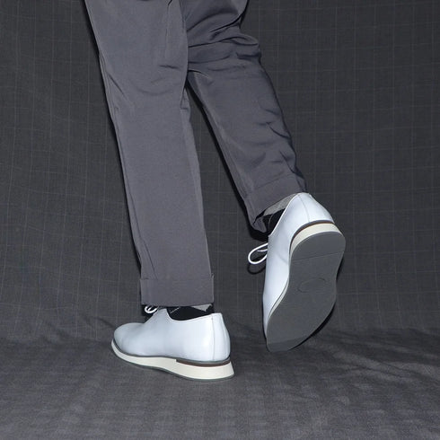 Genuine Leather White Whole-Cut Oxfords Men's Formal Dress Shoes