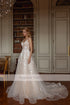 Customized A-Line Deep V-Neck Sleeveless Lace Appliques Tulle Wedding Dress Backless Button Bridal Gown