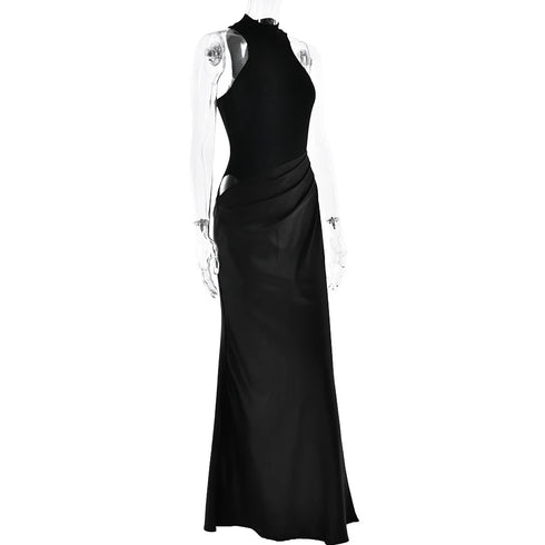 JULISSA MO Satin Sexy Hollow Out Maxi Dress for Elegant Parties
