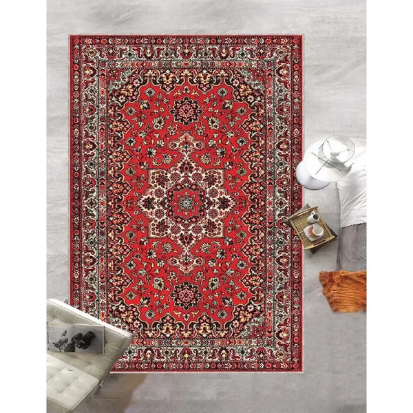 Retro Persian Carpet Abstract Ornament Rug for Living Room Bedroom Non Slip Floor Mat