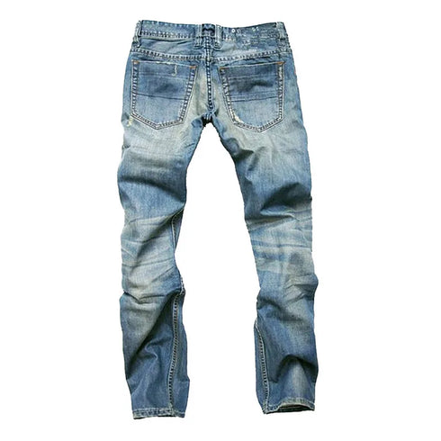 Casual Vintage Ripped Straight Fit Jeans for Men - Stylish Denim Trousers