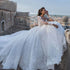 Luxury Wedding Dresses O-Neck A-Line Bridal Gowns Lace Appliques Long Sleeves