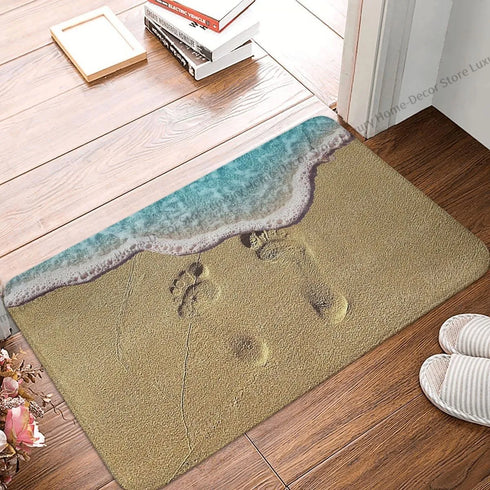 Beachy Welcome Non-Slip Mat - Indoor Outdoor Rug & Doormat