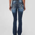 Womens Jeans Mid Waisted Straight Leg Bootcut Denim Trousers