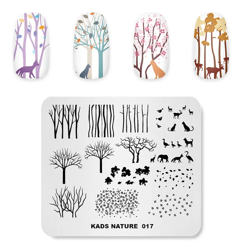 Nature-Inspired Nail Art Stamping Plate - Stainless Steel DIY Manicure Tool with Leaf and Umbrella Patterns for Stunning Nail Designs