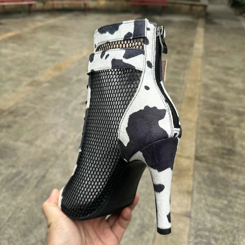 Sexy High Heels Hollow Mesh Sandals for Summer Fashion Comfort Peep Toe Stilettos Jazz Dance Female Shoes Plus Size