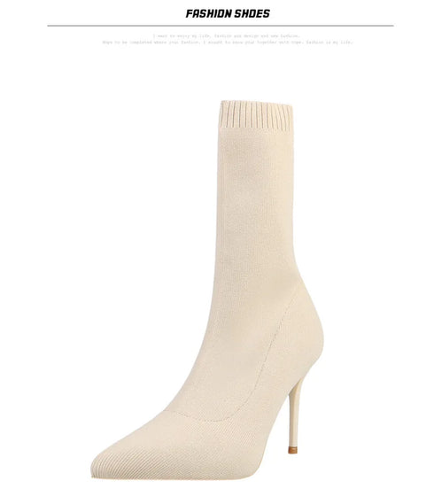 Sexy Sock Boots Knitting Stretch High Heels for Women Fashion Shoes Ankle Boots