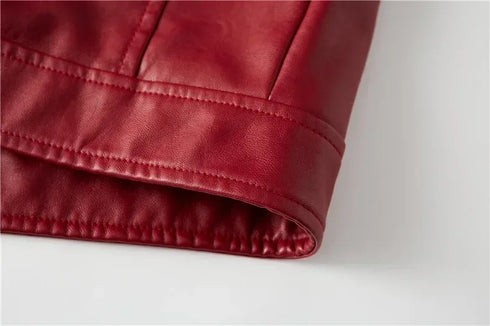 Stylish Men's Motorcycle Slim Fleece Leather Jacket for Spring and Autumn Outdoor Biking Fashion