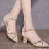 Gold Women Sandals Party High Heels Slip-On Sexy Shoes