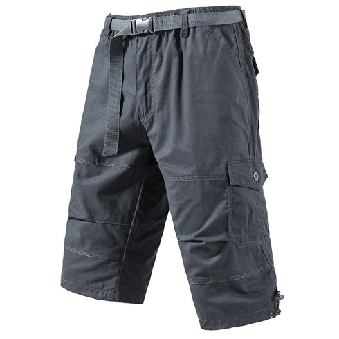 Mens Crop Pants Casual Cargo Shorts with Zipper Pockets