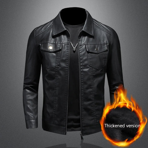 Autumn Oversized Slim Men's Motorcycle Riding Suit - Thickened Waterproof PU Leather Jacket for Casual Wear