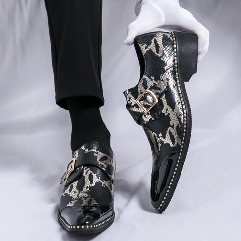 Elegant Handmade Oxford Dress Shoes for Men – Luxury Formal Leather Wedding Party Footwear with Buckle Strap and Pointed Toe Design