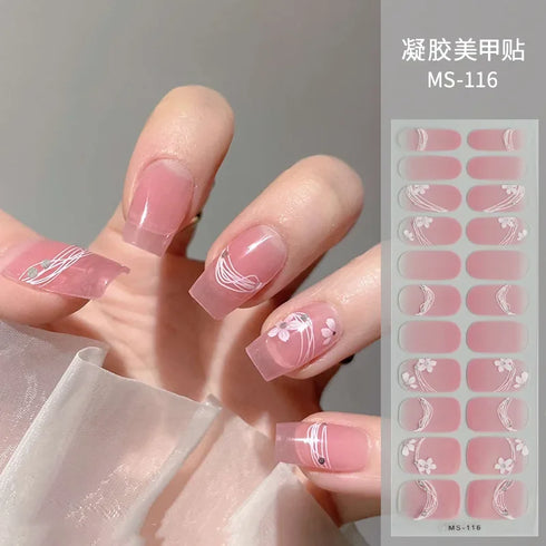 Waterproof Long Lasting Gel Nail Art Stickers for Stunning Full Cover Manicures - 9 Piece Set of Baking-Free Solid Color Decals