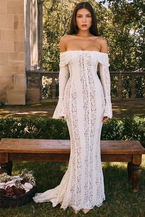 Mozision Lace Off-shoulder Sexy Maxi Dress Elegant Evening Dress