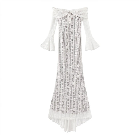 Suninheart White Off The Shoulder Bodycon Dress Wedding Guest Dress for Women