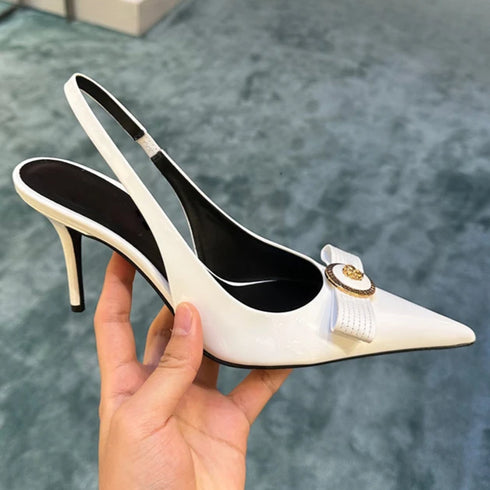French Temperament Bow Pointed Toe Thin Heels For Women