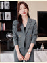 Chic Women's Office Suit Set: Long Sleeve Double Breasted Short Tops with Slim High Waisted Pencil Pants for Spring Fashion