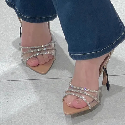 Thin Heel Fairy Style Hollow Pointed Open Toe Sandals
