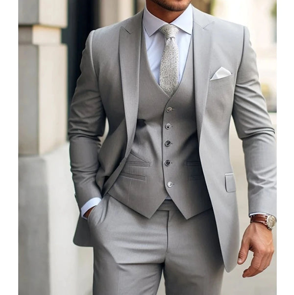 Men's Slim Fit Formal Suit Three Piece Outfit for Weddings and Parties