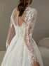 Luxury Long Sleeves Wedding Dresses with Pearls and Lace
