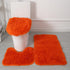 3 Piece Solid Color Bathroom Carpet Set Non-Slip Toilet Lid Cover Rugs Kit