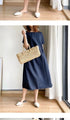 Loose Fit Slimming Cotton Linen Dress for Women Summer Plus Size Mid-Length Skirt