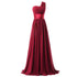 Bridesmaid Dress A Line Chiffon One Shoulder Pleated Back Lace Up Floor Length Wedding Dress