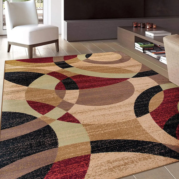 Geometric Circle Area Rug for Living Room Decor and Bedroom Use