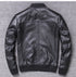 Stylish Casual Men's Bomber Jacket in Genuine Cowhide Leather - Perfect Spring and Autumn Outerwear with Full Sleeves and Zipper Closure